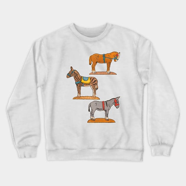 Zebra Donkey and Horse Crewneck Sweatshirt by Marccelus